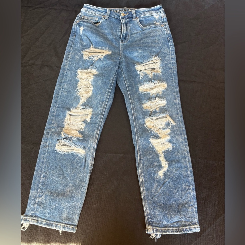 American Eagle Outfitters Ripped Blue X-Short Cropped Jeans